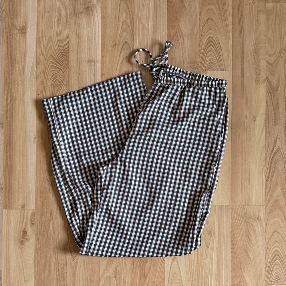 Brown & beige gingham pants